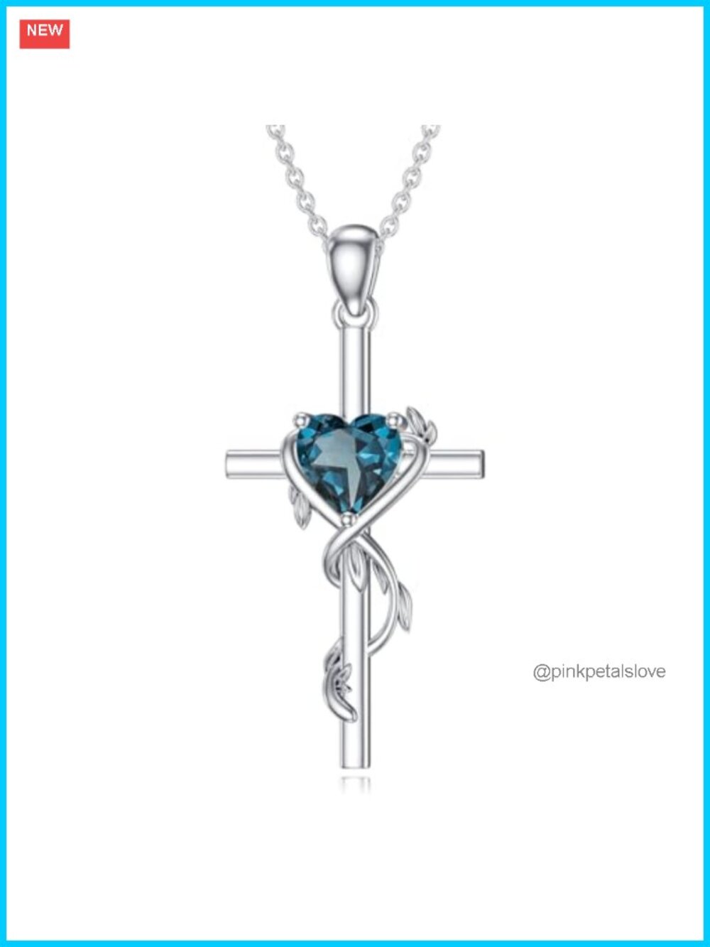 Natural Gem Cross Necklace 925 Sterling Silver Pendant Necklace Gift for Women